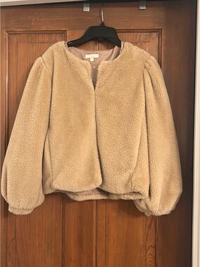 Chelsea & Violet Tan Faux Fur Teddy Jacket